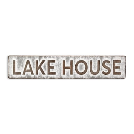 Homeroots 7" X 36" Gray Lake House Galvanized Metal Wall Decor 634369