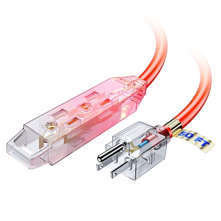 Maximm 50ft 16AWG 3-Outlet Lighted Extension Cord, ETL, Orange C-OR-PO-CL-04L/052P-50FT