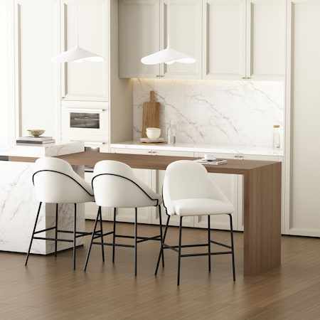 Manhattan Comfort Gracie Counter Stool  in White and Black - Set of 3 3-CS019-BWH