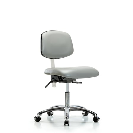 Blue Ridge Ergonomics Clean Room Chair Desk Chair, Vinyl, Chrm, Casters, Dov, CL100, No Arms, 18" to 23" Height, Vinyl, Dove BR-NCR-VDHCH-CR-T0-A0-CC-8567