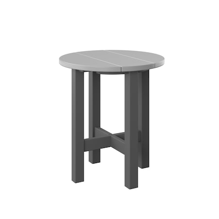 Polybird ROUND END TABLE.      LIGHT GRAY AND CHARCOAL POLYBIRD P53