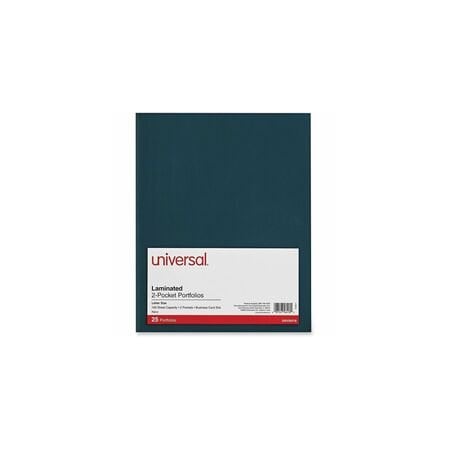 Universal Laminated Two-Pocket Folder, Cardboard Paper, Navy, 11 x 8 1/2, 25PK UNV56418