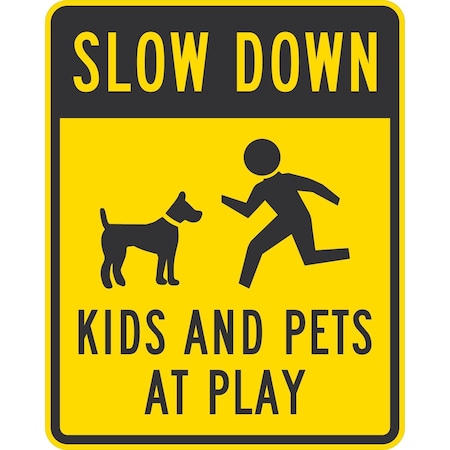 Lyle Slow Down Kids and Pets At Play (w/graphic), 24x30, High Intensity Prismatic, Yellow G-14105-HI_24x30