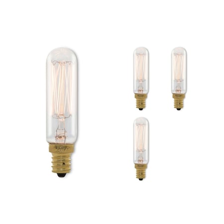 Bulbrite 25 Watt Dimmable Clear Appliance, Amusement T6 Candelabra (E12) Incandescent Light Bulb, 4PK 861500
