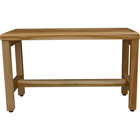 Homeroots Compact Rectangular Teak Shower Outdoor Bench In Natural Finish 376747