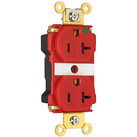Pass & Seymour Straight Blade Receptacle, 5-20R, 20 A, 125V AC, 2 Pole, 3 Wire, Recessed Mount, Grounded PT8300ILRED