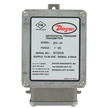 Dwyer Instruments 0-1wc DP switch, instinsically safe 608-03