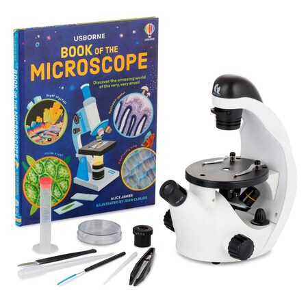 Amscope IQCrew by IN50 Science Discovery Inverted Compound Microscope 40X-500X w/Microscope Book for Studen IN50C-WM