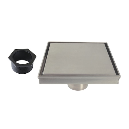 Kingston Brass 6" Stainless Steel Square Shower Drain with Hair Catcher, Brushed Nickel BSF6628