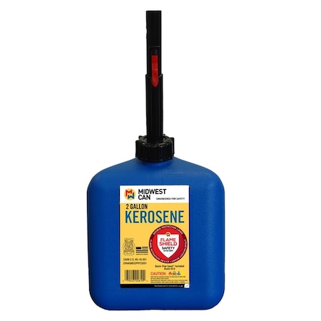 Midwest Gas Can, Polyethylene, 2 gal, Kerosene, Blue 7794316