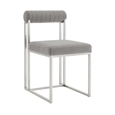 Homeroots Set of Two Gray And Silver Upholstered Polyester Open Back Dining Side Chairs 569417