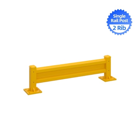 4Dock 8ft x 12ftft Protective Steel Guard Rail, Single Rail Post, 2 Rib 2R-GR08