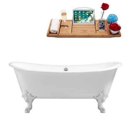 Streamline 72 in L, 30.7 in W, Glossy White, Porcelain-Enamel Cast Iron, Center R5020WH-WH