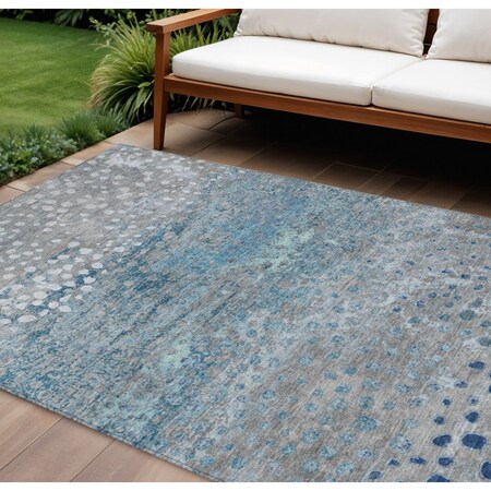Homeroots 10' X 14' Gray And Silver Abstract Washable Indoor Outdoor Area Rug 609461