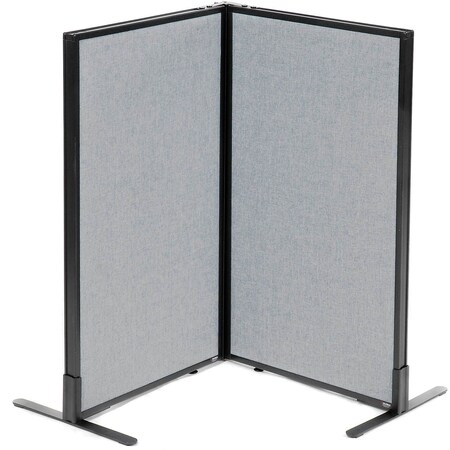 Global Industrial Interion Freestanding 2-Panel Corner Room Divider, 24-1/4"W x 42"H Panels, Gray 695061GY