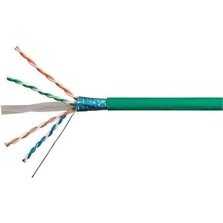 Monoprice CAT6A 500FT GREEN CMR UL BULK CABLE_ TAA_ SHIELDED F/UTP_ SOLID_ 23A 42345