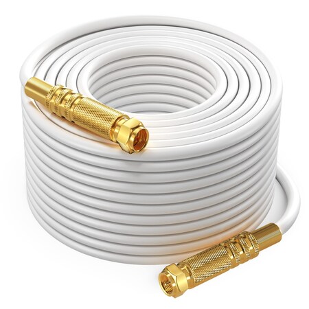 Maximm 200ft RG6 Quad Shielded Coaxial Cable, Non-Oxygen Copper, White RG6-STS-GLD-4S-200WH