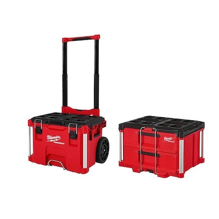Milwaukee Tool PACKOUT Rolling Tool Box + 2-Drawer Box 48-22-8427, 48-22-8442