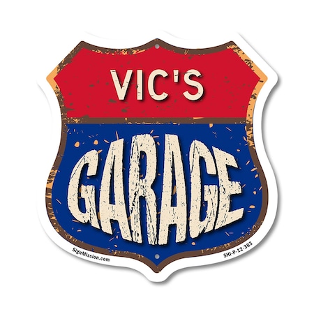 Signmission Vic's Garage, 12 Inch X 12 Inch, Plastic Sign SHI-P-12-383-VIC