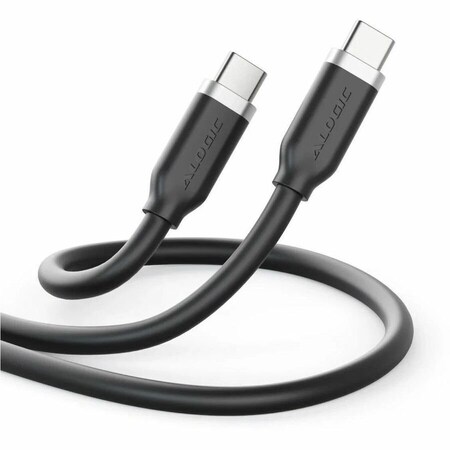 Alogic SILICONE 5A/240W USB2 USB-C TO C MALE CABLE WITH CABLE TIE, BLACK 1M ELSI5U2CCBK1