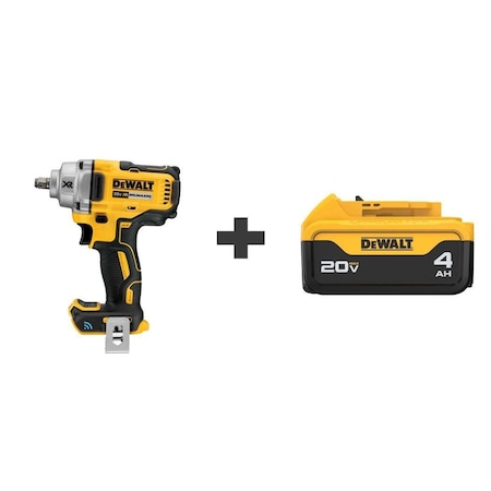 Dewalt Cordless Impact Wrench, Drive Size 1/2 in, 20 V, Includes Battery DCF896HB/ DCB204