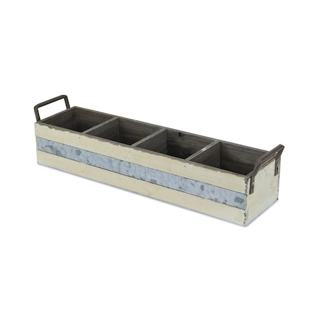 Homeroots 19" Antiqued White Solid Wood And Metal Box 487959
