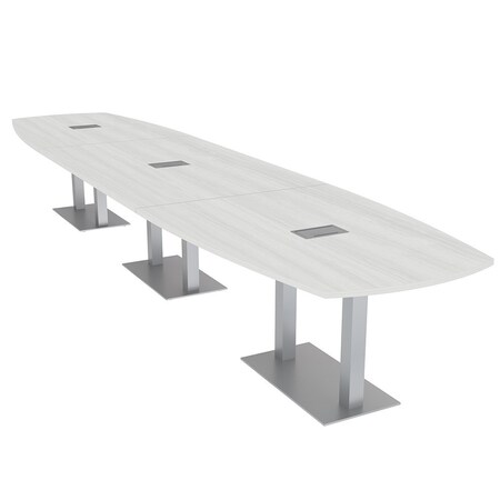 Skutchi Designs Arc Rectangle Meeting Room Table, 45 in W, 216 in L, White HAR-AREC-48X216-DOU-WA7976-ESIL