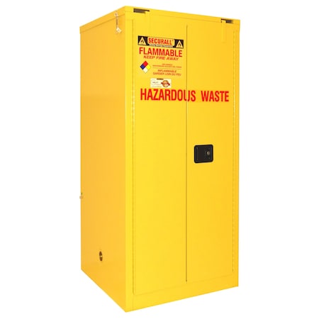 Securall Hazardous Waste Drum Storage Cabinet, 60 Gallon, 1 Shelves, 31 in W x 67 in H x 31 in D, Yellow W3040