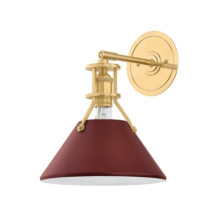 Hudson Valley Lighting Painted No. 2 Wall Sconce in Aged Brass/Soft Crimson by Mark D. Sikes MDS350-AGB/CRN