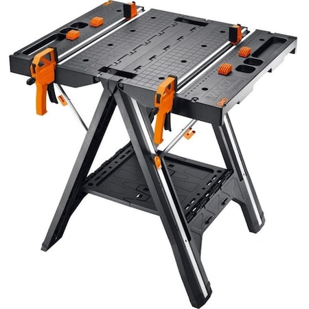 Rockwell WX051 Folding Work Table with Quick Clamps, 300 lb Capacity, Plastic Tabletop WX051