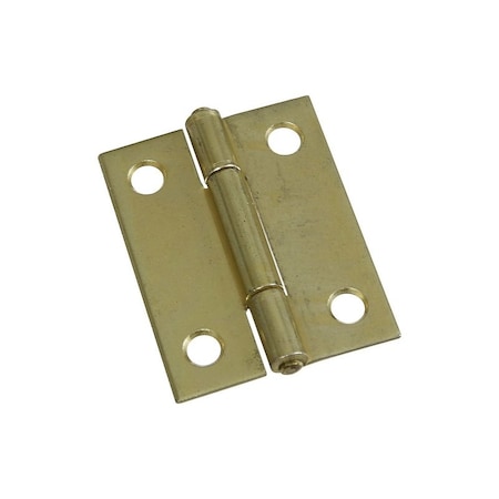 National Hardware Narrow Hinge, 2 in W Frame Leaf, 0.056 in Thick Frame Leaf, Steel, Brass, Fast Spun Pin, 2PK N146-175
