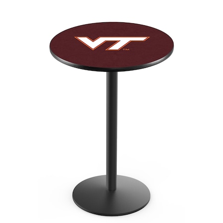 Holland Bar Stool Co 36" Blk Wrinkle Virginia Tech Pub Table, 36" dia. Top L214B3636VATech