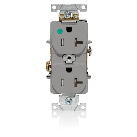 Leviton Duplex Outlet, Gray 20A, 125V, TR T8300-GY