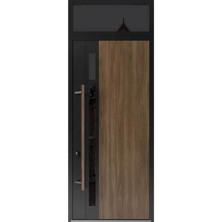Vdomdoors Steel Door Dekton 0163 Venezia Noce 96”/ Top Exterior Window Sidelite Entry Door Painted W36xH96+ DEKTON0163EXD-VEN-W36xH96+16-RH-I