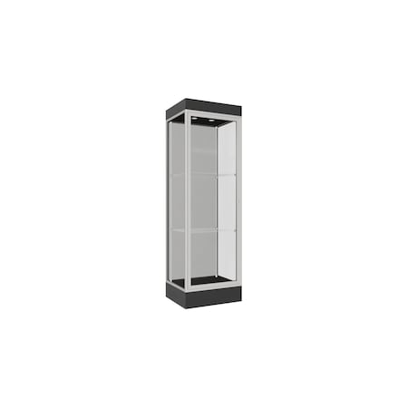 Ghent Lighted Floor Display Case 24x76x20, 6" Base, Satin 91LFHB-SN-BLK