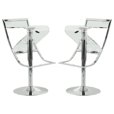Leisuremod Napoli Transparent Acrylic Bar/Counter Stool, Clear, 2PK NBC16CL2