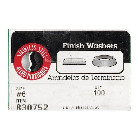 Hillman Stainless Steel .138 in. Countersunk Finish Washer, 100PK 0830752