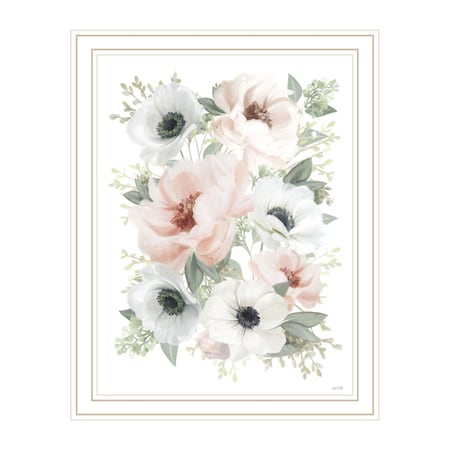 Homeroots Peony Floral Block White Framed Print Wall Art 529833
