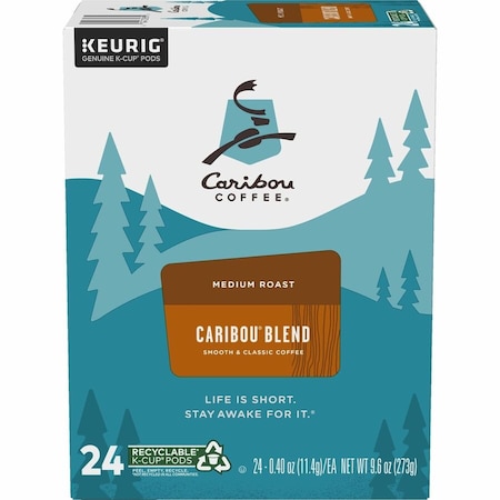 Caribou Coffee Coffee, Caribou Blend, Pod, Caffeinated, Ground, 9.6 oz, 24 PK 6992