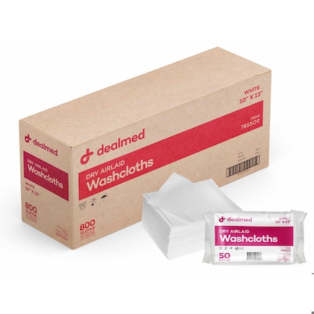 Dealmed Dry Wash Cloths, 10 X 13, 800PK 785509