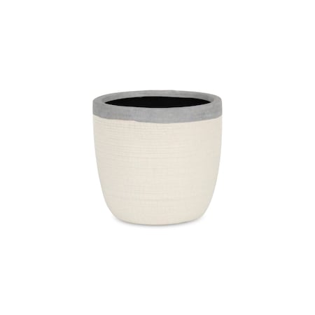 Homeroots 6in Cream and Gray Crackle Glaze Ceramic Indoor Outdoor Round Pot Planter 487433