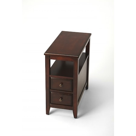 Homeroots 24" Dark Brown Manufactured Wood End Table With Two Drawers And Shelf 488986