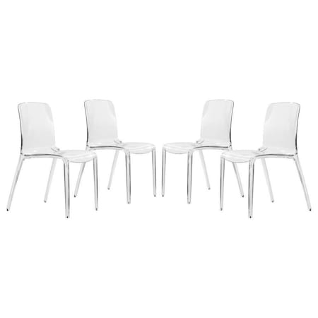 Leisuremod Murray Modern Dining Chair, Clear, 4PK MC20CL4