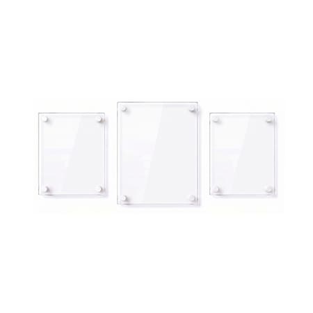 Azar Displays Floating Acrylic Gallery Wall Frame Set, 1" Stand off, White, 3PK 105704-WHT