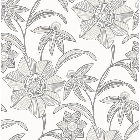 A-Street Prints Star Flower Charcoal Floral Trail Wallpaper 4172-27514