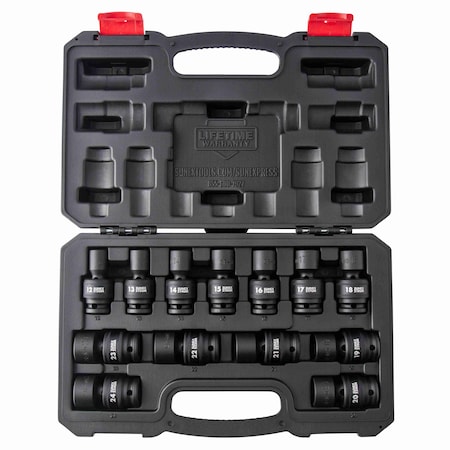Sunex 1/2" Drive Unv Impact Socket Set, Metric, 13 pcs 2665