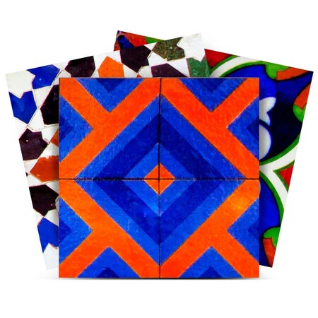 Homeroots 12" x 12" Red Vinyl Arabesque Peel And Stick Removable Tiles 634068