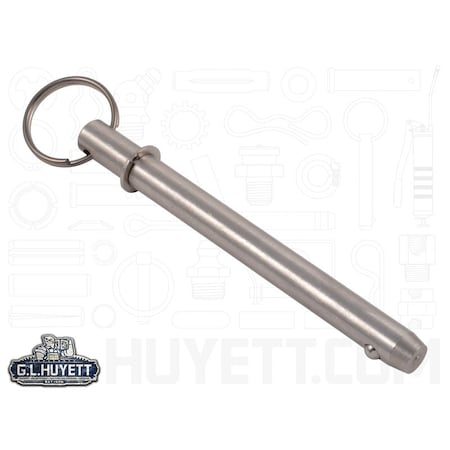 Huyett Shoulder Stop Detent Pin, Ring Handle, 300 Stainless Steel, 0.500 in Dia x 4.000 in Effective Length DTPS-0500-4000SR