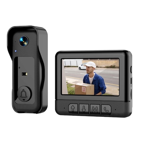 Wrightmaster Wired Plug-in Doorbell Camera with Chime, Audio Recording, Night Vision, Black ZR-601