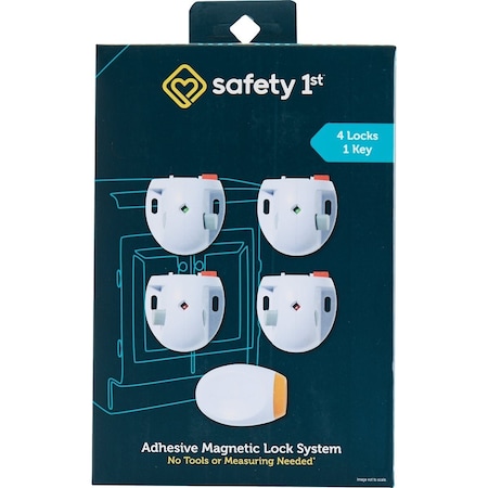 Safety 1St Plastic Adhesive Magnetic Lock System, 4-Lock Set HS293